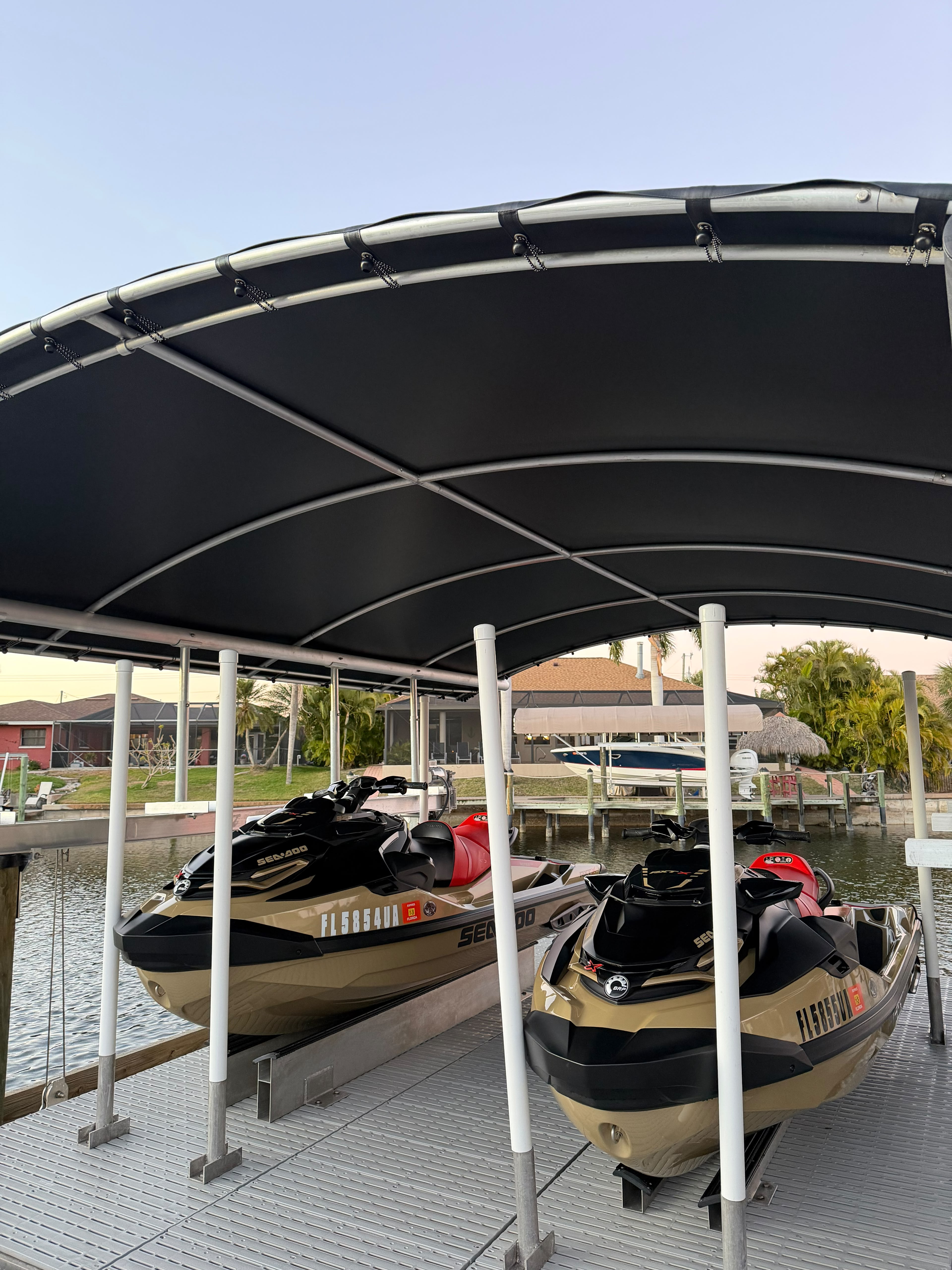 Jet skis on dock
